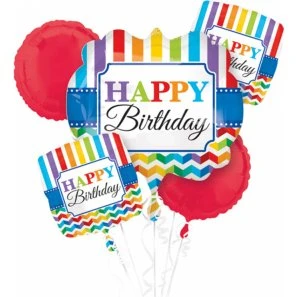 Anagramm Happy Birthday Folienballon Bouquet 5 Stück