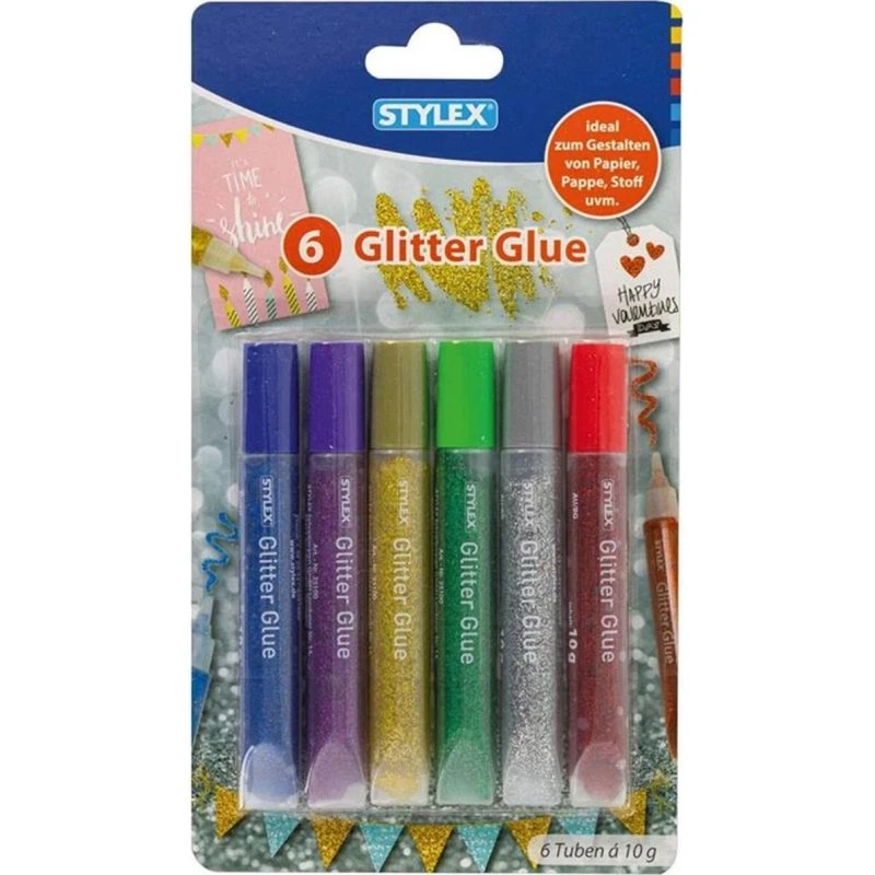 STYLEX Glitter Glue 6er Set, 10 g pro Tube