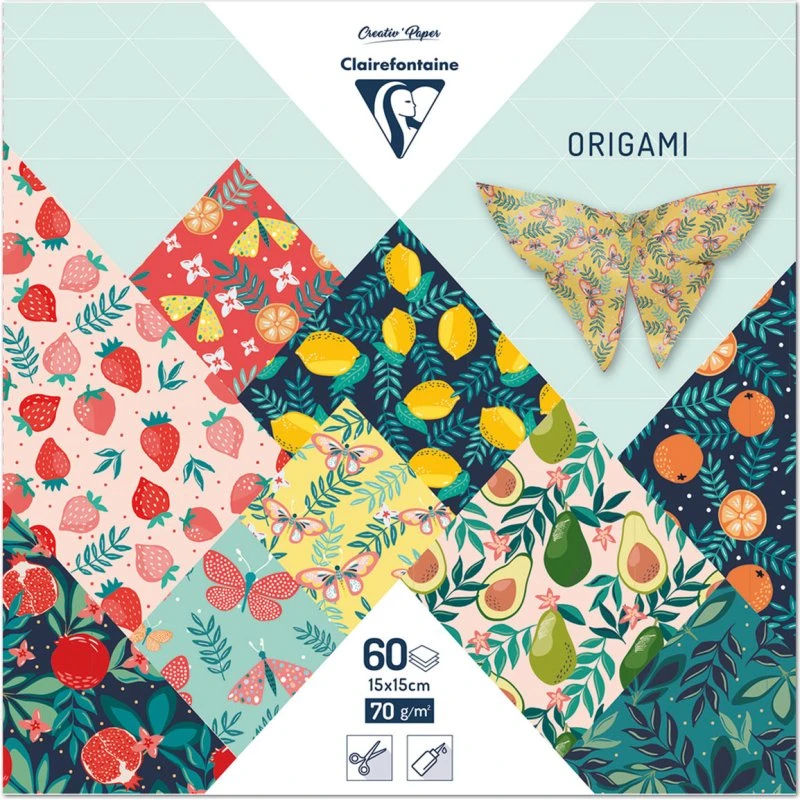 Clairefontaine Origami-Papier 15x15 cm, 60 Blatt, bunt