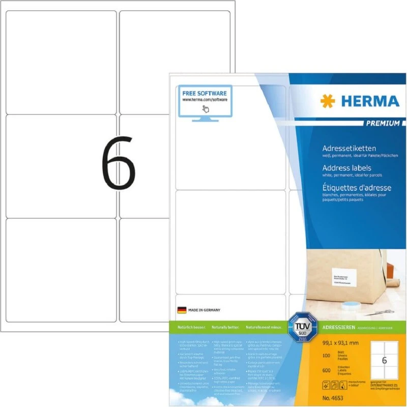 HERMA 4653 Adressetiketten Premium A4 99,1 x 93,1 mm weiß