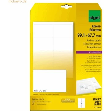 SIGEL Adressetiketten LA322 weiß 99,1 x 67,7 mm