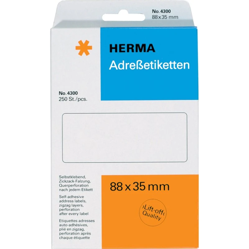 HERMA Adress-Etiketten 95 x 48 mm, Leporello, weiß