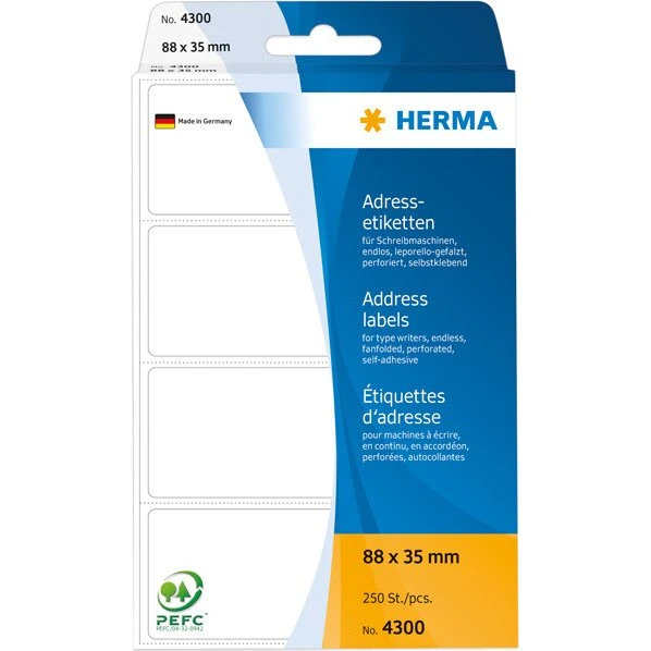 HERMA 4300 Adressetiketten 88 x 35 mm, weiß, Leporello