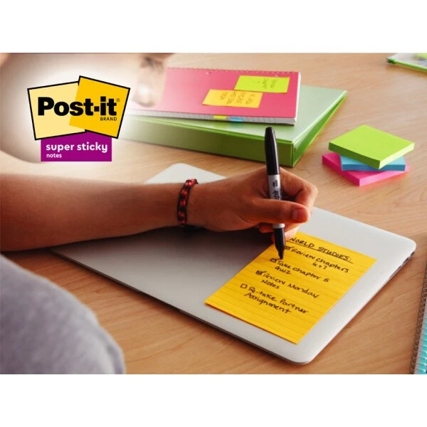 Post-it Super Sticky Meeting Notes XL, 152 x 101 mm, 45 Blatt/Block, gelb/grün/rosa