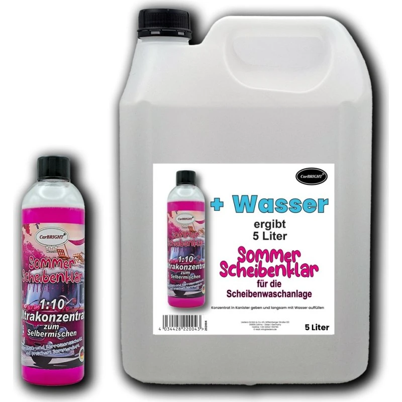 CarBRIGHT Scheibenreiniger 1:10 Ultrakonzentrat 500ml + 5L Kanister
