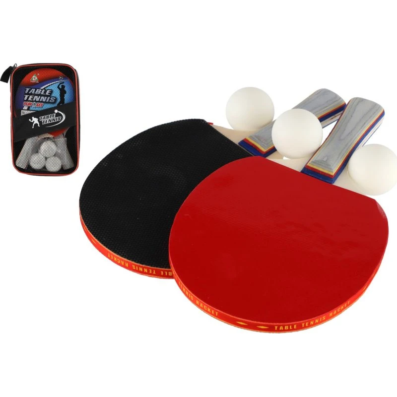 Teddies Tischtennis-Set 2 Schläger + 3 Bälle im Etui