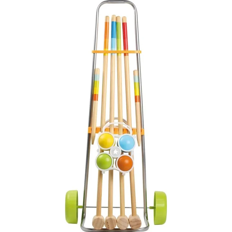 Kroketwagen 80 cm, 4er Set mit Schlägern und Kugeln