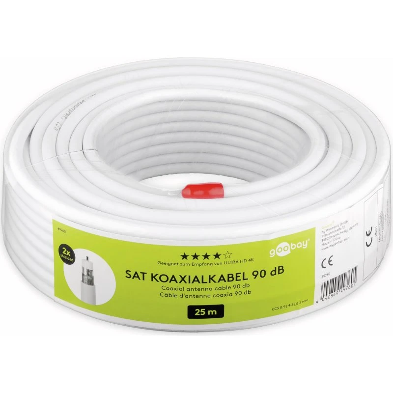 Goobay 49760 90 dB SAT-Koaxialkabel 25m weiß