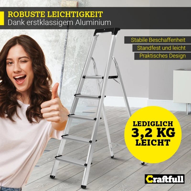 Craftfull CF-133B Aluminium-Stehleiter 3-6 Stufen