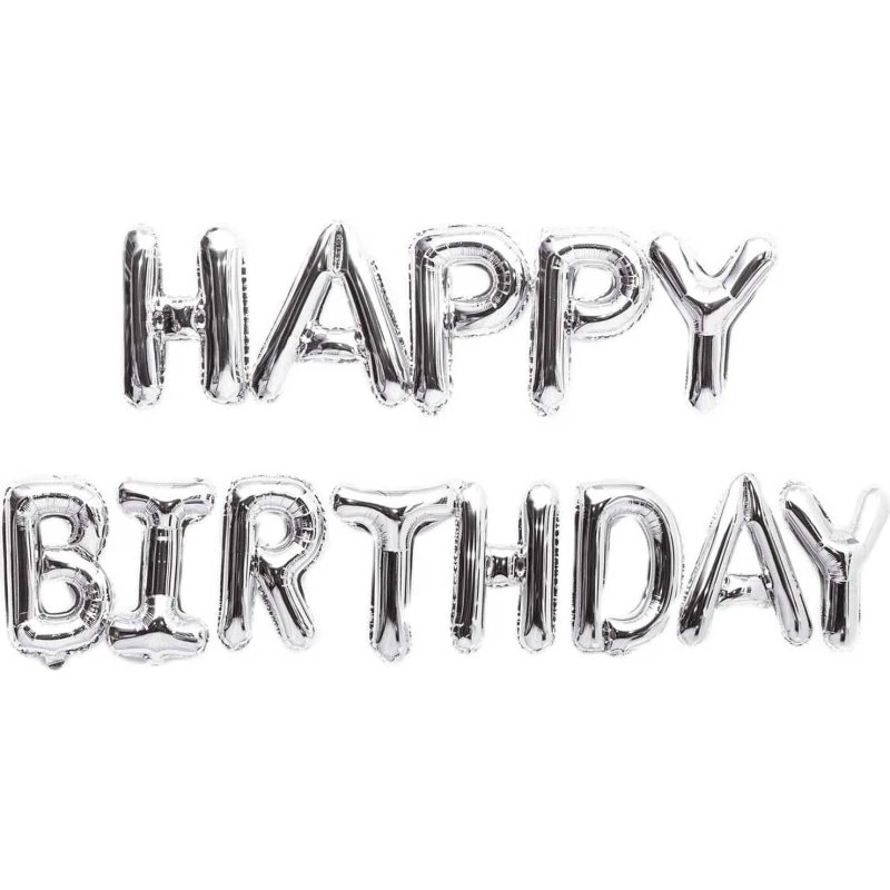 RICO DESIGN Folienballon-Set Happy Birthday silber 13-teilig