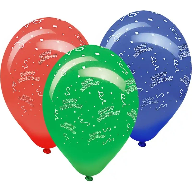 Happy Birthday Luftballons bunt gemischt Ø30 cm, 5 Stk.