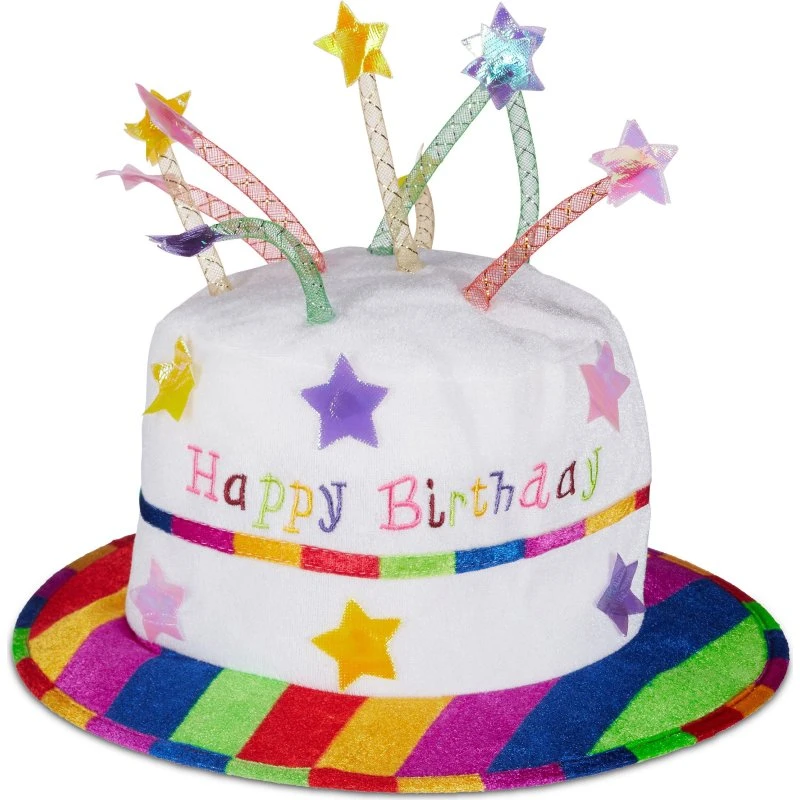 Happy Birthday Torte Hut, 10x bunt, Plüsch
