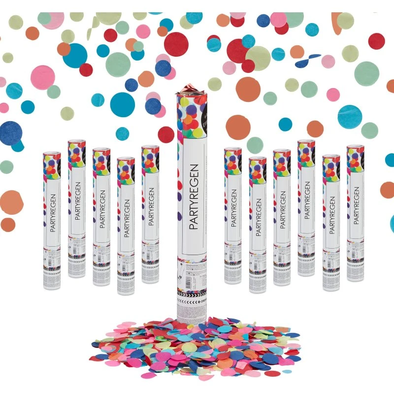 12x Party Popper bunt – Konfettikanonen mit buntem Papierkonfetti
