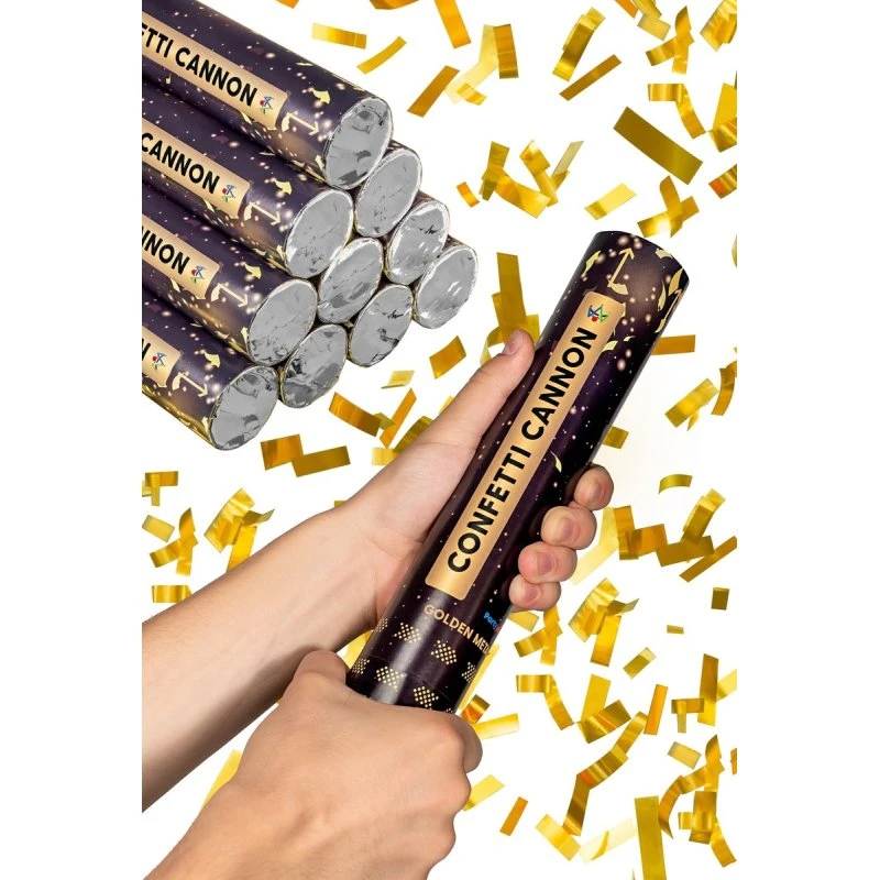 Partyjoker 10 Konfettikanonen Gold 30cm XXL