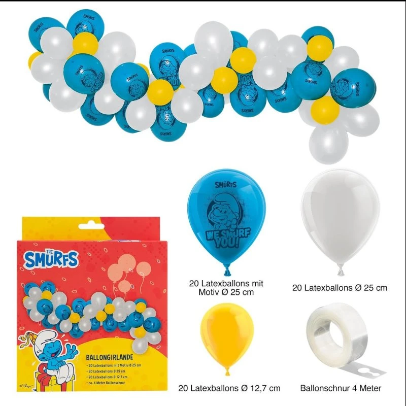 Die Schlümpfe Ballongirlande 60-teilig