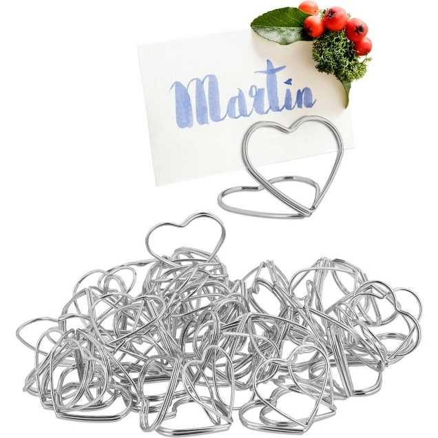 Herz Tischkartenhalter 48er Set Silber