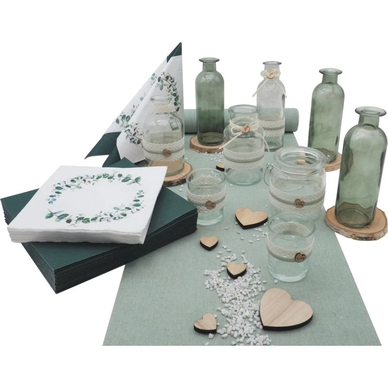 Herz & Salbei Tischdeko Set 20 Personen