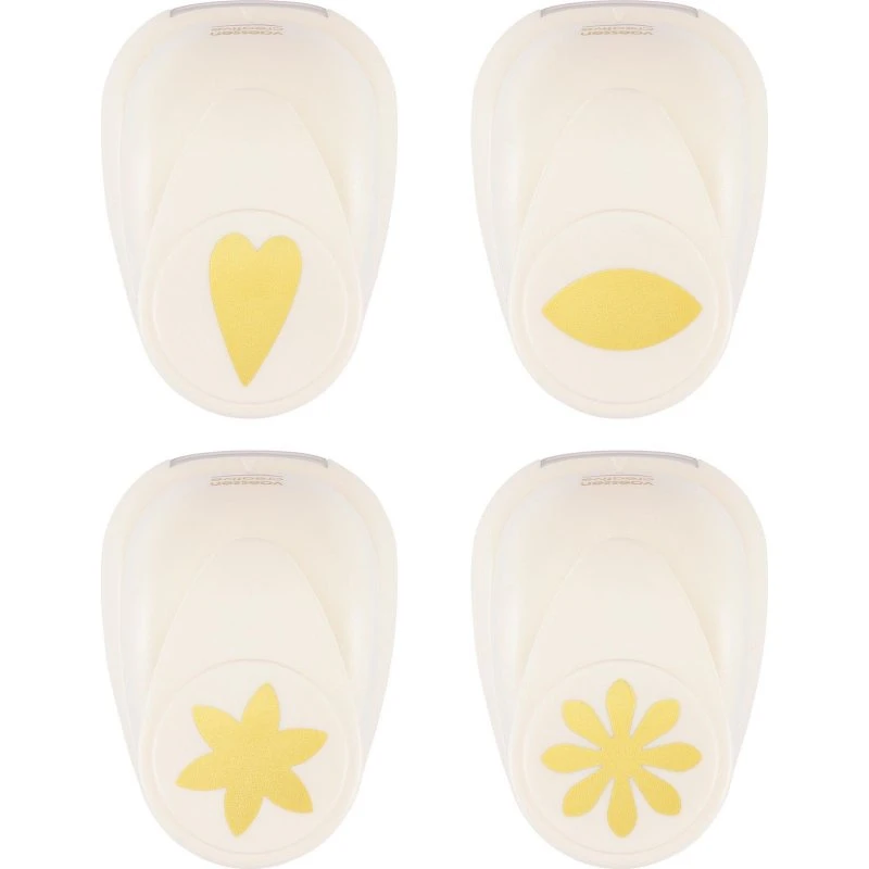Vaessen Creative Motivstanzer Set Herz Blumenblatt Blume Gänseblümchen 4St