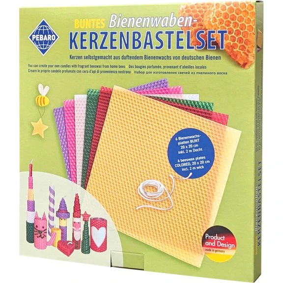 Bienenwachs-Kerzenbastelset bunt, 6 Farben