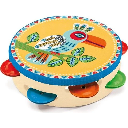 Djeco Animambo Tamburin mit Tukan, Holz & Metall