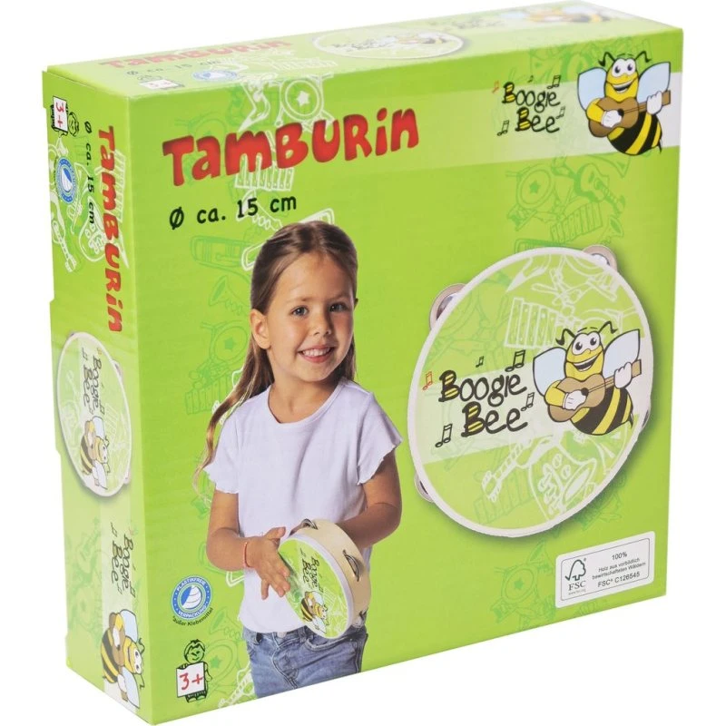 Boogie Bee Holz Tamburin 15 cm