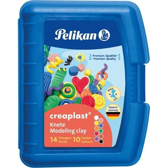 Pelikan Creaplast Knete in blauer Box, 14 Stangen, 10 Farben