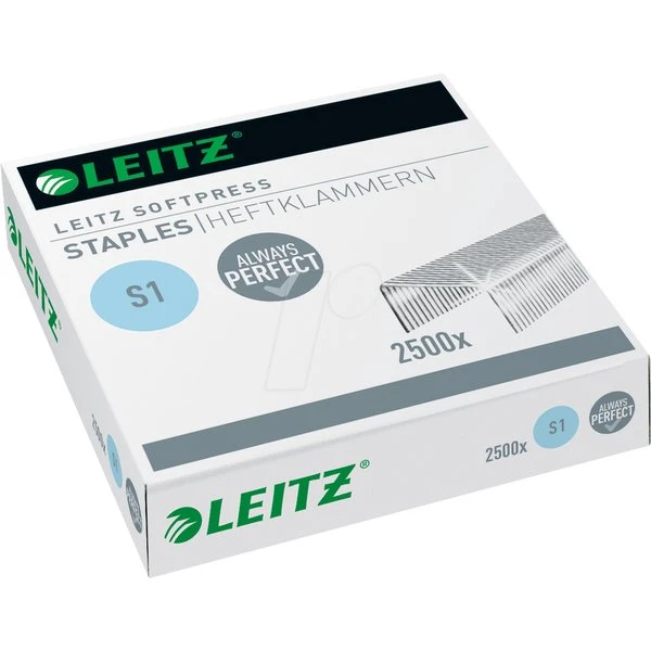 LEITZ Heftklammern Softpress 6 mm, 2500 Stück, verzinkt, silber