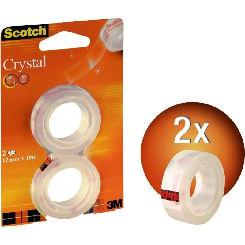 3M Scotch Crystal Klebeband 12 mm x 10 m, 2 Rollen
