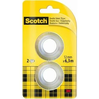 3M Scotch doppelseitiges Klebeband 665, 12 mm x 6,3 m, 2 Rollen