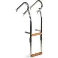 Badeleiter Edelstahl/Holz 2 Stufen klappbar für Boot