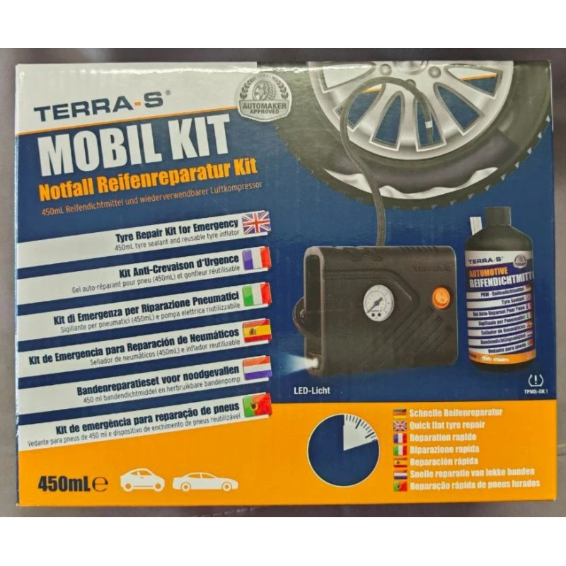 TERRA S Reifenpannenset 700ml mit Kompressor
