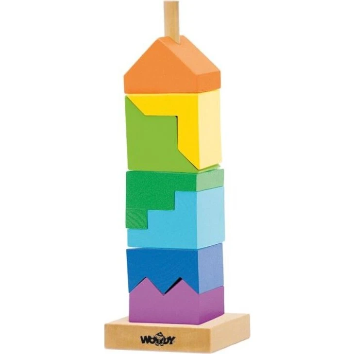 Woody Faltturm 91102 bunt, Holzstapel-Turm für Kinder ab 2 Jahren