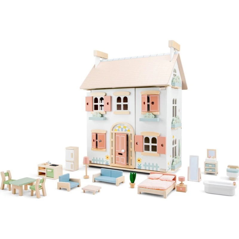New Classic Toys Holzpuppenhaus mit Möbeln