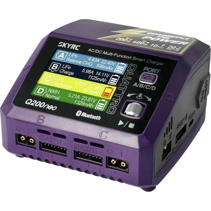 SKYRC Q200 Neo 4-fach LiPo-Ladegerät 1-6s 10A 200W AC