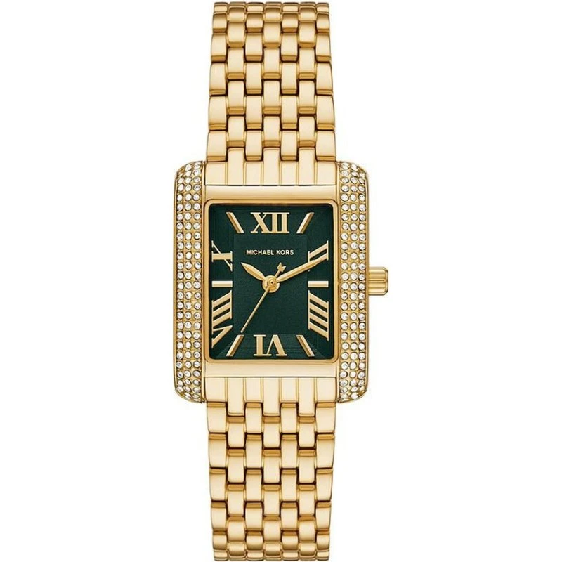 Michael Kors Emery Damenuhr, Grün, Edelstahl vergoldet, 33 mm