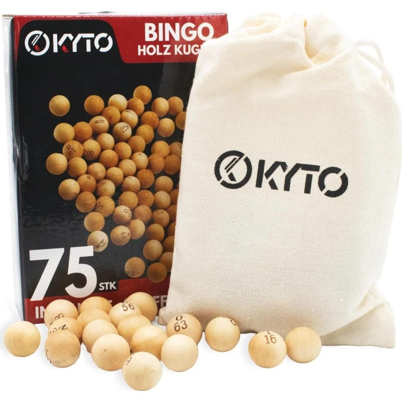 Kyto Bingo Holz Kugelset 75 tlg, 1,3 cm, Gold