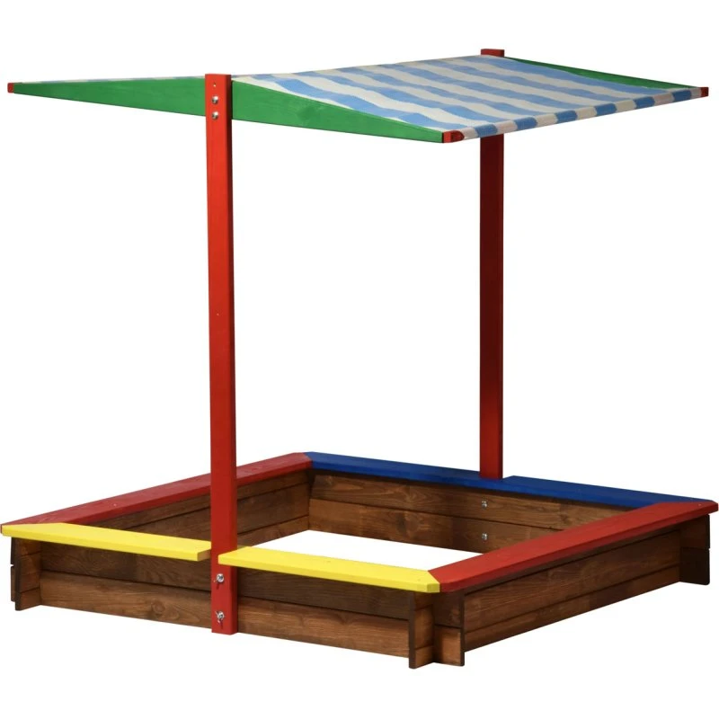 Buddelkiste Holz mit Sonnendach 120x120 cm