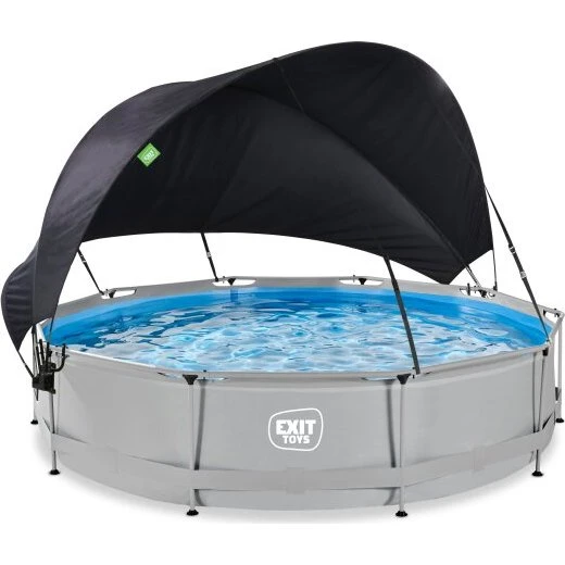 EXIT Soft Grey Pool 360x76 cm mit Filterpumpe & Sonnensegel