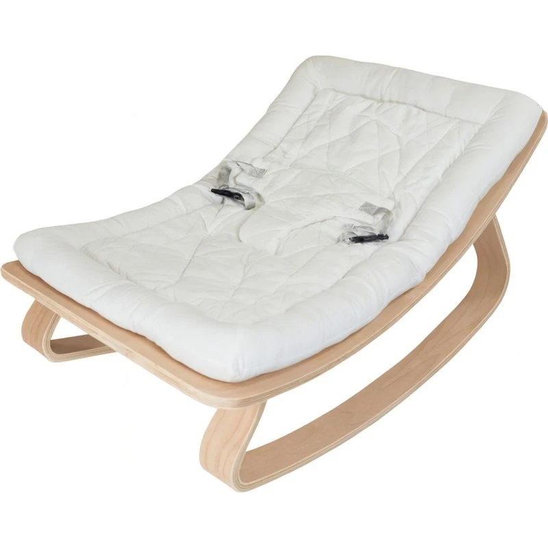 Holz Babywippe mit 5 cm Baumwollauflage, abnehmbar & waschbar