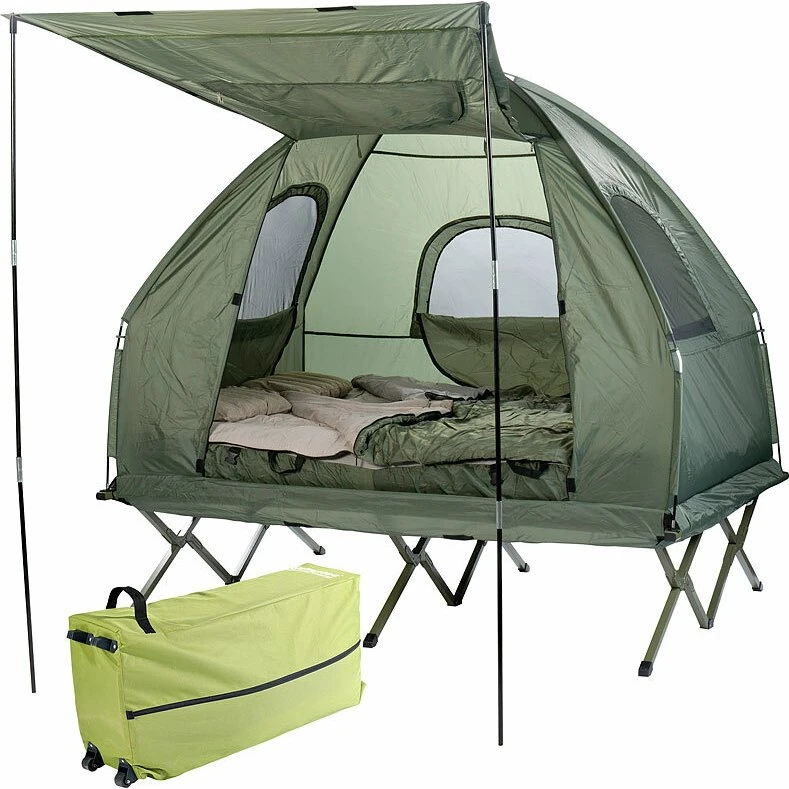 Semptec 4in1-Doppelzelt, Feldbett 2 Pers.