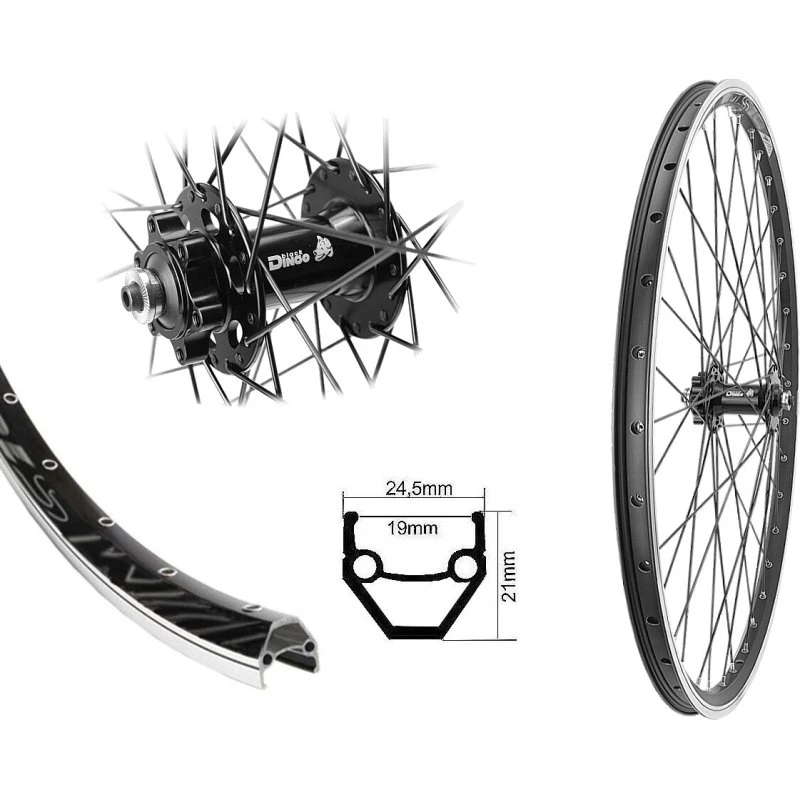 Hohlkammer-26-Zoll-Disc-Vorderrad schwarz 6-Loch