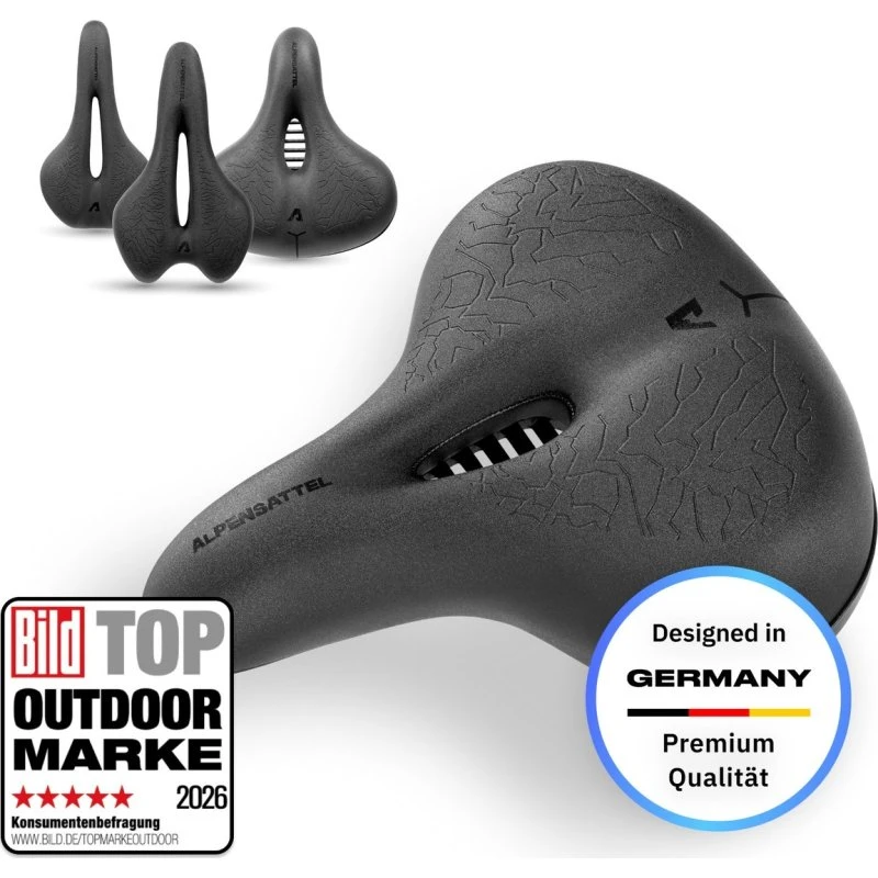 Alpensattel 3.0 Komfort+ Gel Sattel, breit, für E-Bike, bis 140 kg