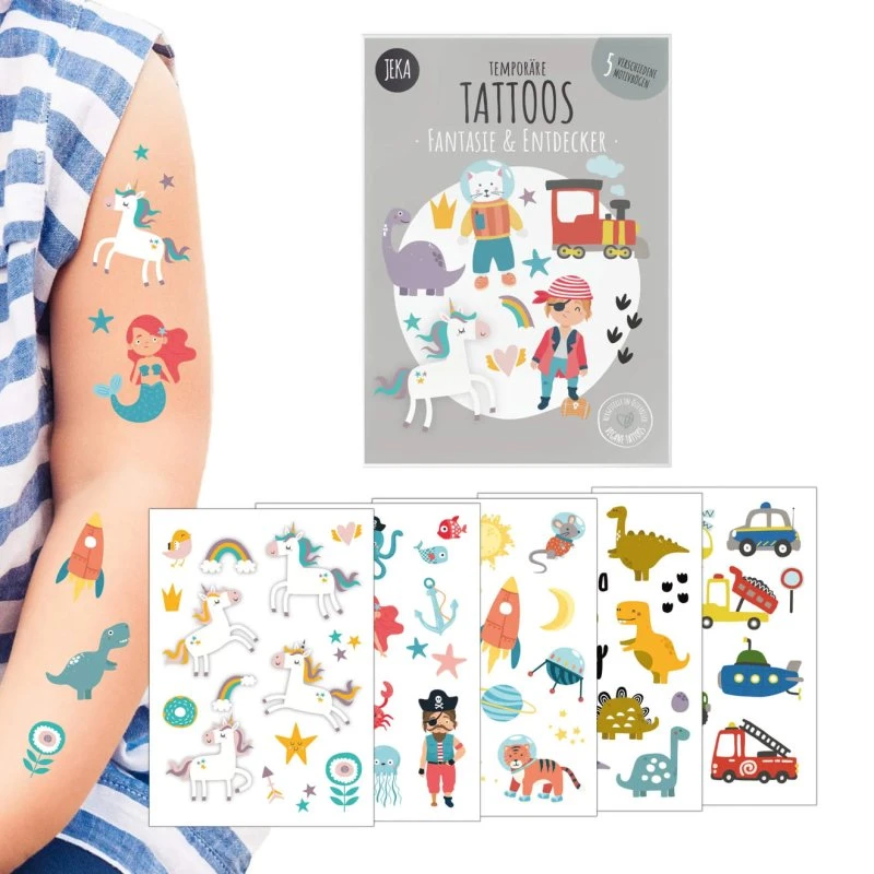 Fantasie & Entdecker Kindertattoo-Set
