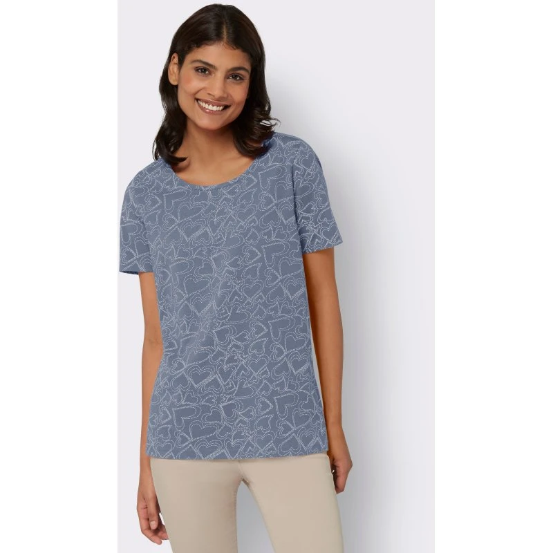 Herren-T-Shirt mit Herz-Druck in Taubenblau