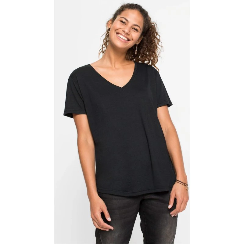bonprix T-Shirt V-Ausschnitt, Kurzarm, lockere Passform