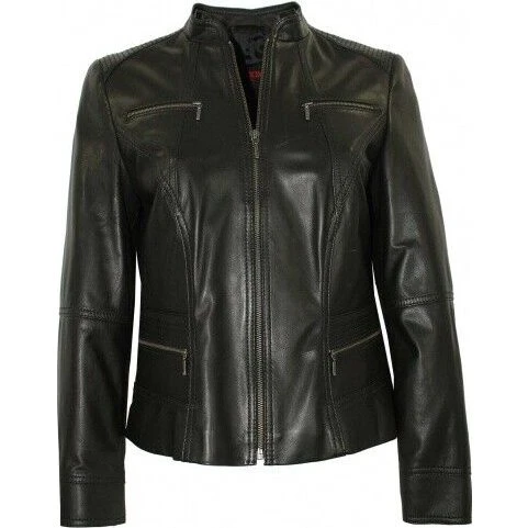 MADDOX Damen Lederjacke Lammnappa schwarz