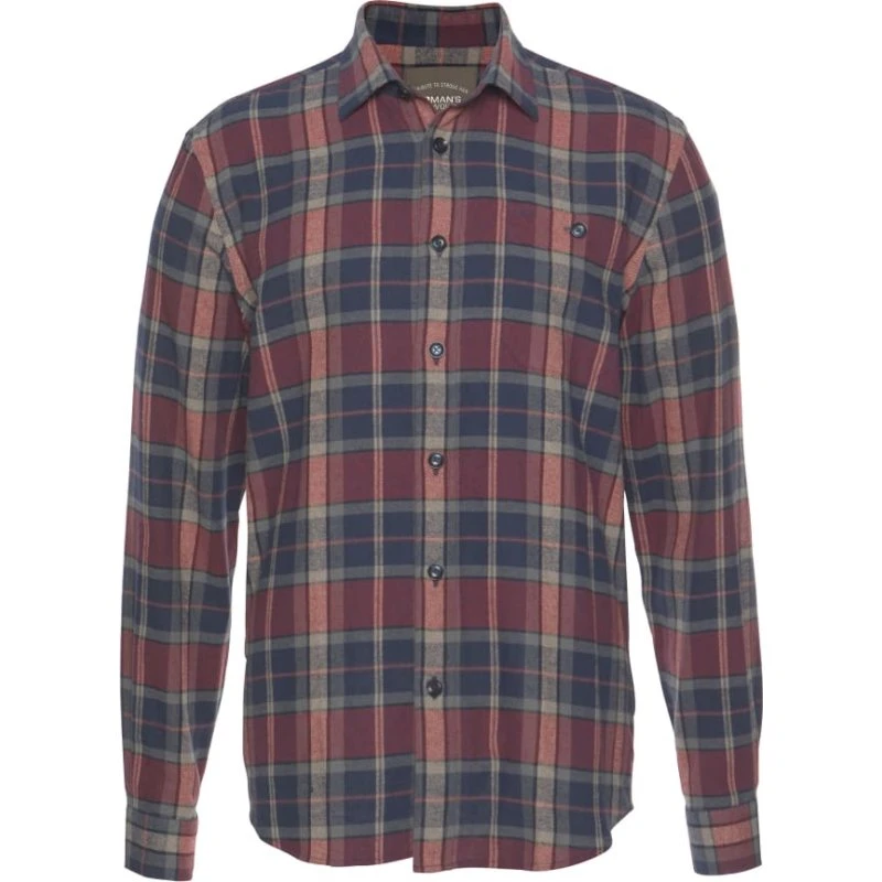 Man's World Flanellhemd blau-rot-grau