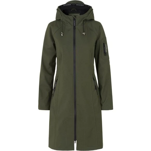 Ilse Jacobsen Damen Regenmantel lang Soft Shell RAIN37L armeegrün 44