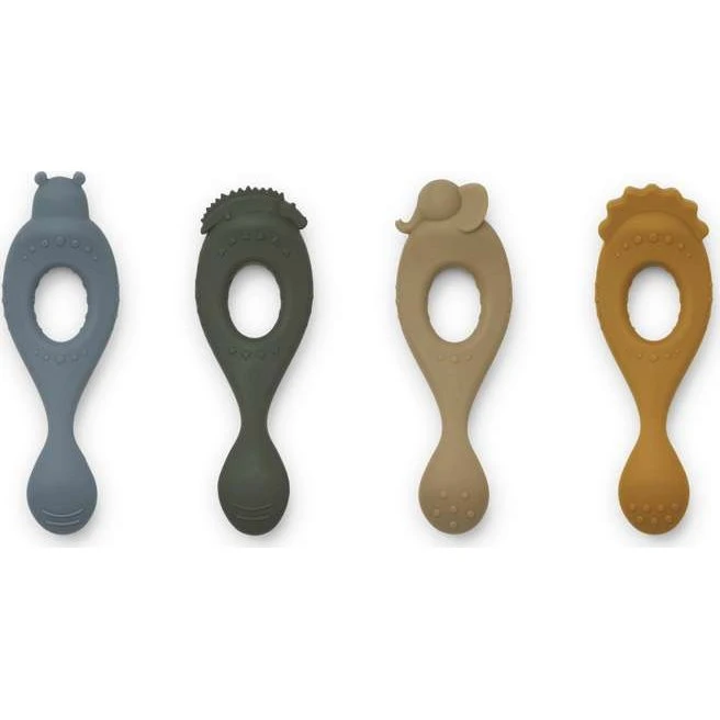 Liewood Liva Bløde Babyscheeren 4er-Pack Silikon Safari/Blau