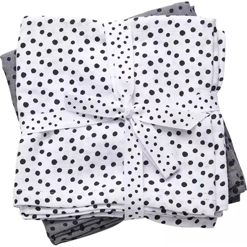 Done by Deer Burp Cloth 2-Pack Happy Dots Grau 70x70 cm